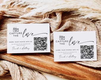 Capture the Love Wedding QR Code Card, Wedding Photo card, qr code wedding card, Instant Download, Edit with Templett, WLP-LIN 7125