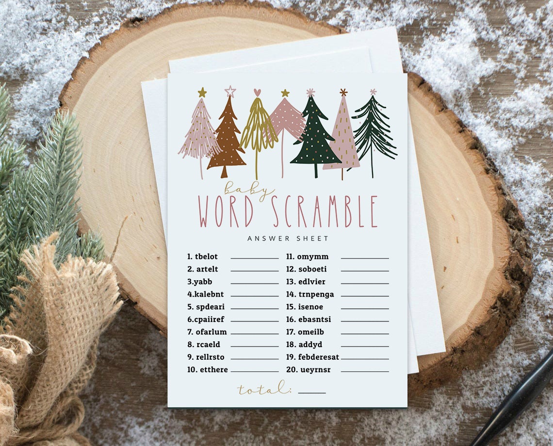 Christmas Baby Word Scramble Game Baby Shower Game Editable - Etsy