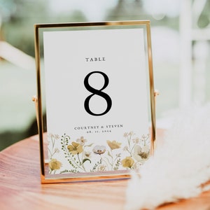 Wildflower Wedding Table Numbers, Floral Table Numbers, Templett Table Numbers, Reception Table Numbers, 5x7, 4x6, WLP-GWI 5102