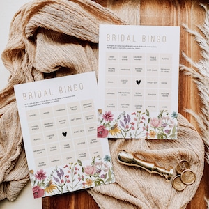 Wildflower Bridal Bingo,  Bridal Shower Bingo Game, Printable Bingo Cards, Editable Bingo Card, Edit with TEMPLETT, WLP-WIL 4784