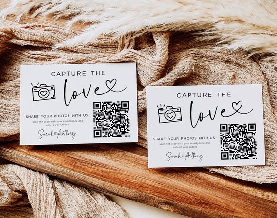 Capture the Love Wedding QR Code Card, Wedding Photo card, qr code wedding card, Instant Download, Edit with Templett, WLP-PAL 5971