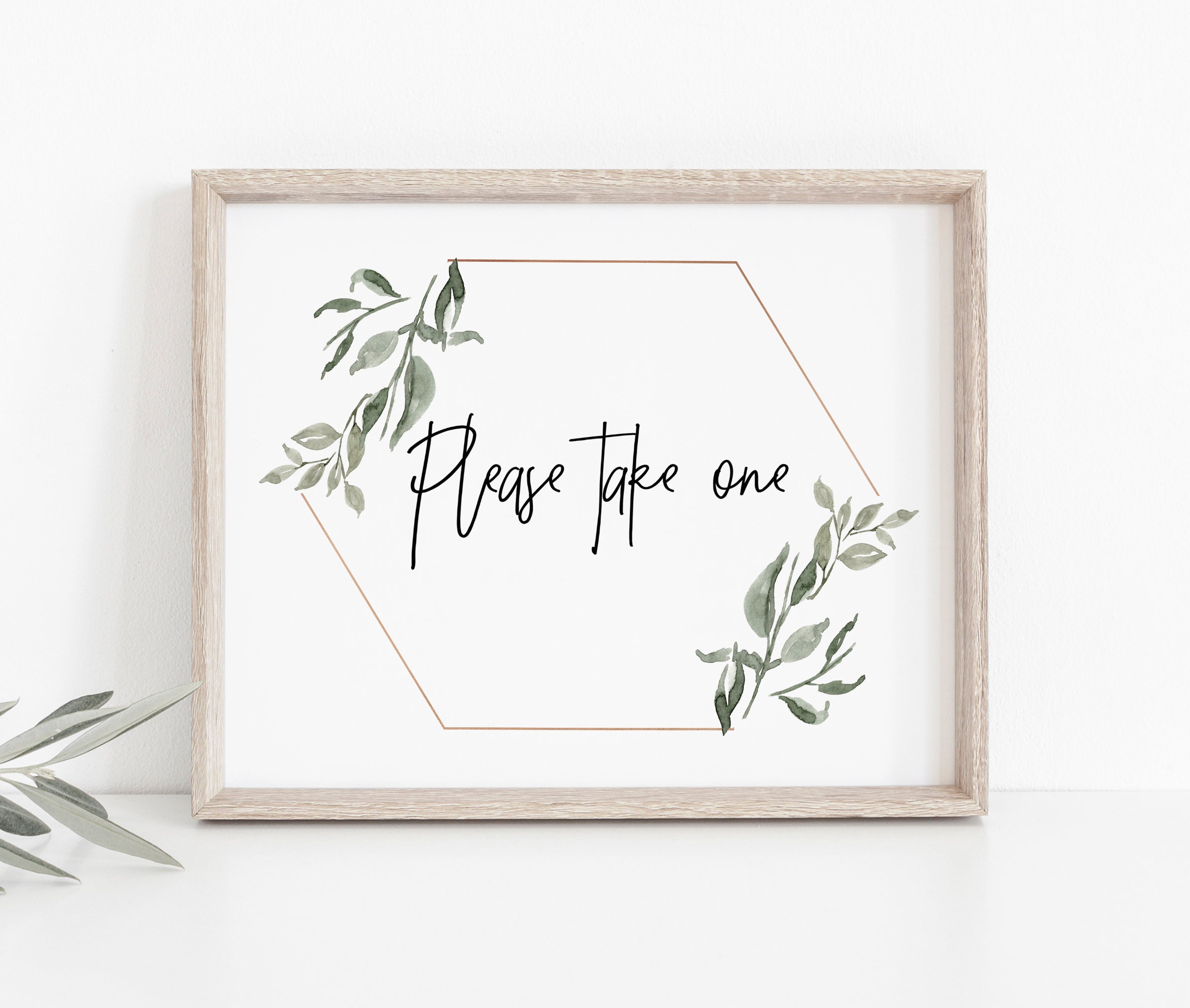 Please Take One Sign Favor Sign Printable Greenery Please | Etsy