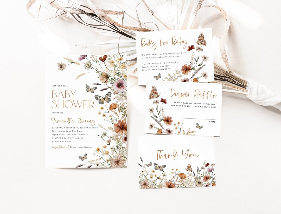 Butterfly Baby Shower Invitation, Baby Shower Bundle, Fall Butterfly ...