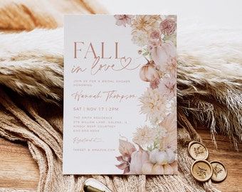 Fall in Love Bridal Shower Invitation, Blush Bridal Shower Invitation, Fall in Love Invitation, Edit with TEMPLETT, WLP-BLP 6065