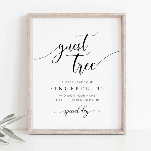 Guest Tree Fingerprint Sign, Wedding Thumbprint Guestbook Sign, 8x10, Printable Wedding Guestbook Sign, TEMPLETT, WLP-SOU 1545