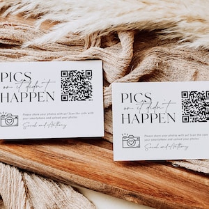 Pics or It Didn't Happen, Wedding QR Code Card, Wedding Photo card, qr code wedding card, Instant Download, Edit with Templett, WLP-SAL 7253