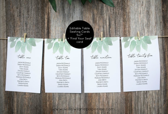 Seating Chart Template Etsy