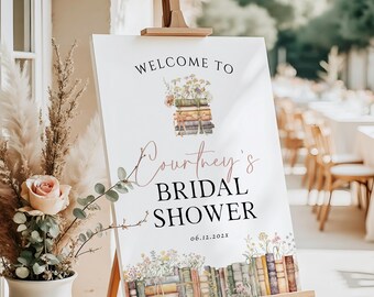 Our Next Chapter Begins Welcome Sign Poster, Storybook Bridal Shower Welcome Sign, Editable Poster Template,  TEMPLETT, WLP-WBO 8317