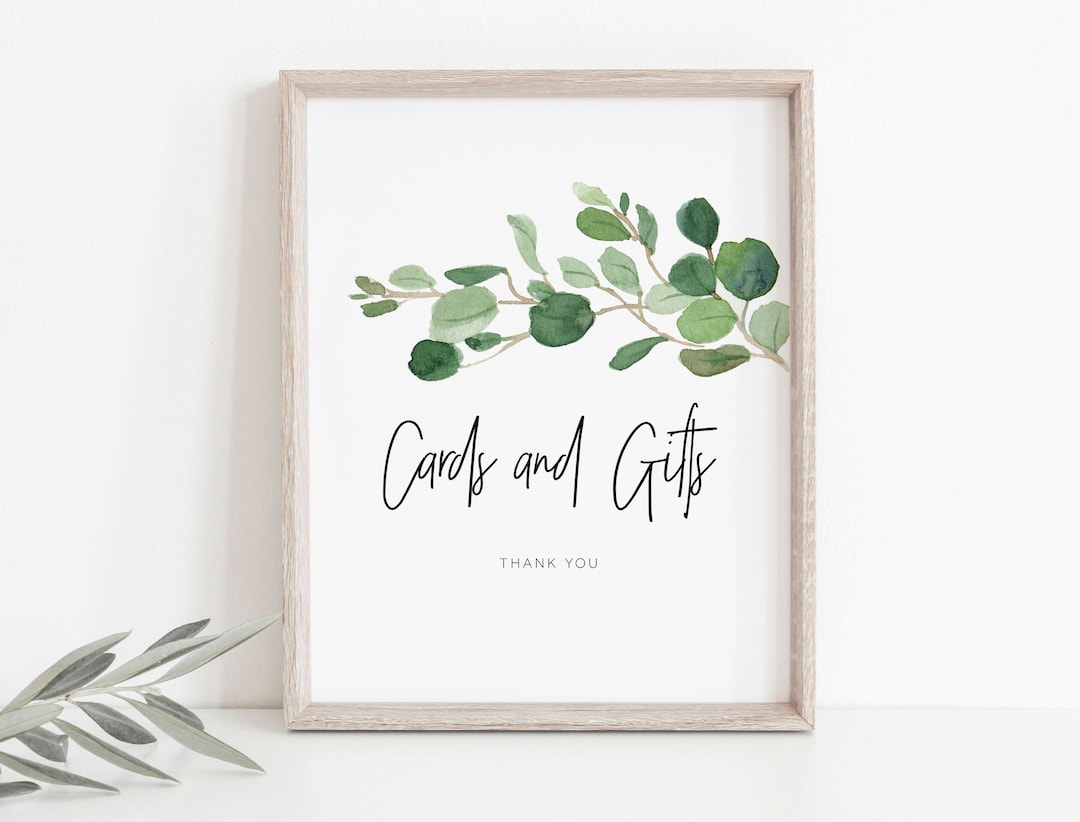 Cards and Gifts Sign, Greenery Cards Sign Template, Printable Cards and ...