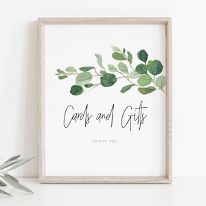 Cards and Gifts Sign, Greenery Cards Sign Template, Printable Cards and ...