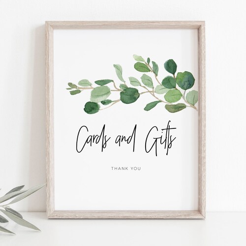 Cards and Gifts Sign Greenery Cards Sign Template Printable - Etsy
