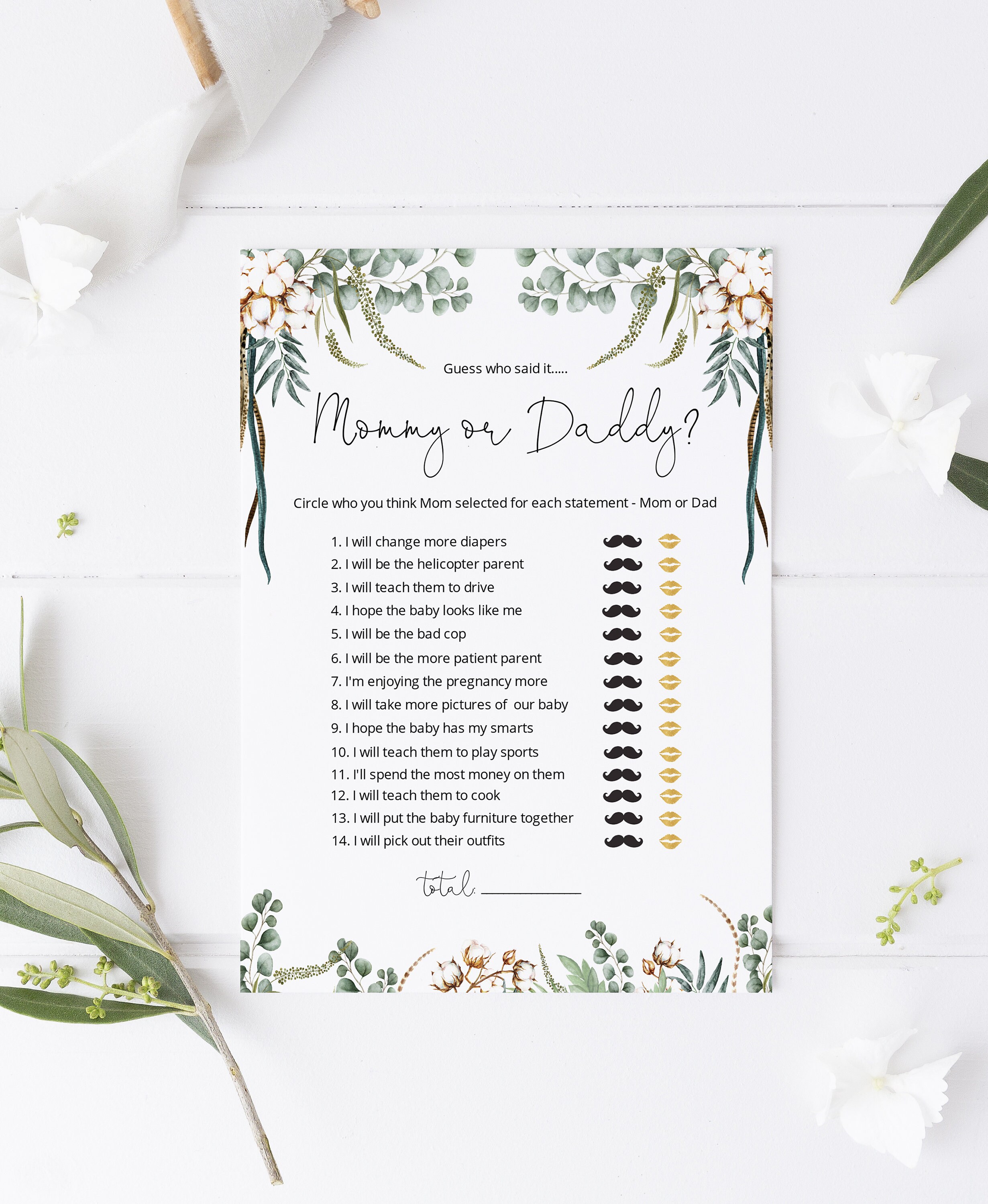 Printable Baby Shower Mommy or Daddy Game Printable Boho - Etsy