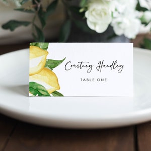 Lemon Place Card Printable Templett Place Cards Citrus - Etsy