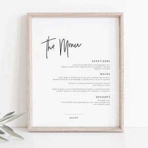 Wedding Menu Sign, Printable Calligraphy Bar Menu Template, Modern Menu Sign, 8x10, Edit with TEMPLETT, WLP-PEN 2157