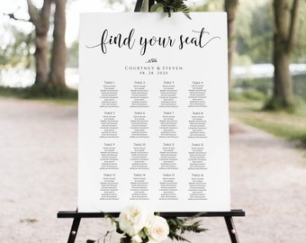 Seating Chart Wedding, Seating Chart Template, Printable Wedding Seating Plan, Edit with TEMPLETT, Rustic seating plan, WLP-SOU 299