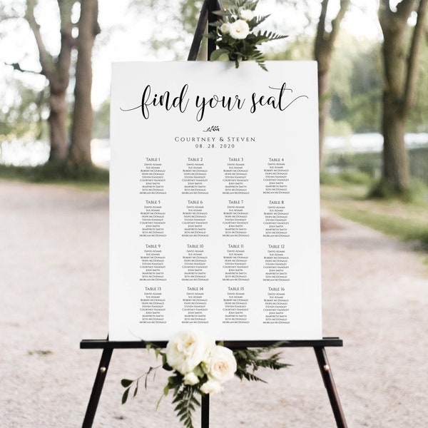 Seating Chart Wedding, Seating Chart Template, Printable Wedding Seating Plan, Edit with TEMPLETT, Rustic seating plan, WLP-SOU 299