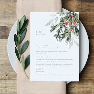 Christmas Menu, Minimalist Christmas Menu, Printable Christmas Menu , 5x7", Instant Download, Holiday Menu Card, TEMPLETT, WLP-CMI 5266
