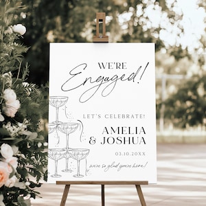We're Engaged Welcome Sign, Engagement Party Welcome Poster, Champagne Engagement Party Sign, Edit with the editing website, TEMPLETT.