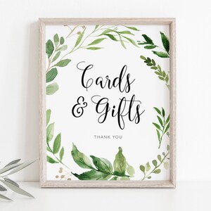 Cards and Gifts Sign, Greenery Cards Sign Template, Printable Cards and ...