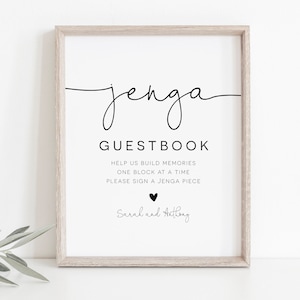 Script Wedding Jenga Guestbook Sign, Printable Jenga Guestbook Template, 8x10, Wedding Sign, Edit with TEMPLETT, WLP-ODA 4073