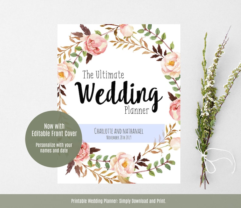 Wedding Planner, Printable Wedding Planner, Wedding Binder, DIY planning organizer, 8.5x11 Instant Download PDF image 6