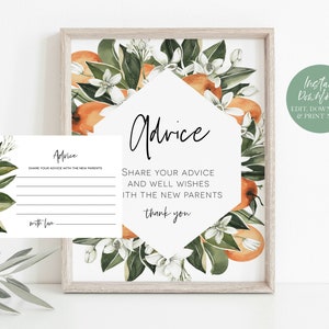 Perziken Babyadviesbord en schrijfkaarten, Babyadviesbord, Oranje Babyshowerset, TEMPLETT, WLP-CIT 2478