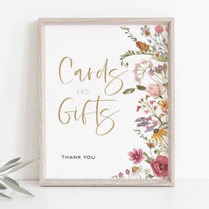 Cards and Gifts Sign, Wildflower Cards Sign, Gifts Table Sign, Books and Cards Sign, Floral Cards and Gifts, TEMPLETT, WLP-WIL 4522