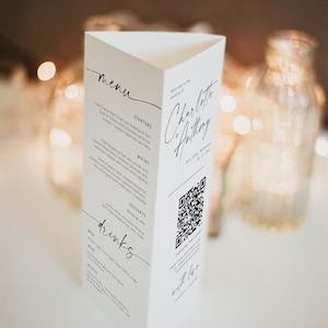 Minimalist Wedding Tri-fold Table Number, Tri-fold Table Menu, Triangle Table Stand, Modern menu, 100% Editable with TEMPLETT