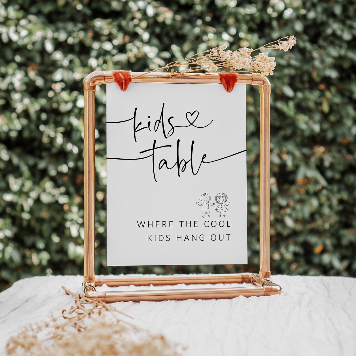 Kids Table Sign, Minimalist Wedding Children's Table Sign, Printable ...