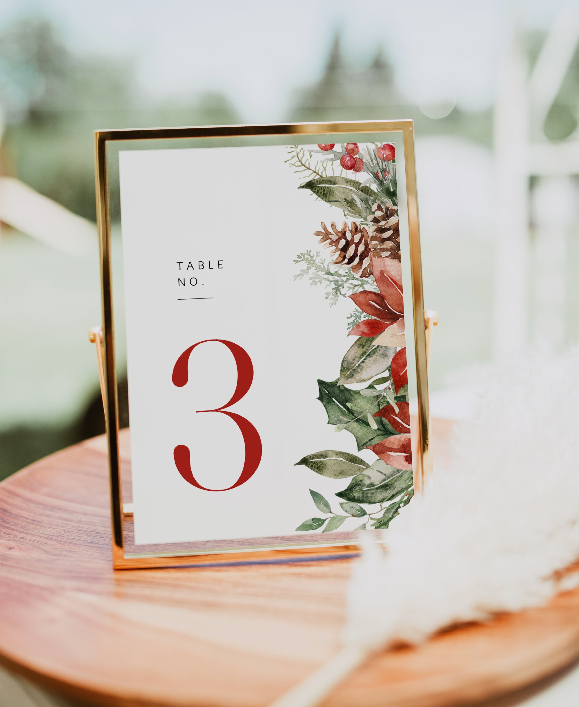 Christmas Printable Table Numbers, Holiday Table Numbers, 5x7 & 4x6 ...