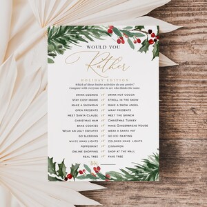 Christmas Edition Would You Rather, Holiday Party Game, Printable Would You Rather Game, Christmas Game Card, TEMPLETT, WLP-RHO 8066
