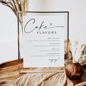 Kuchen Flavours Schild, Minimalistisches Desserts Zeichen, Dessert Bar Schild, Hochzeitstorte Flavors Schild, Bearbeiten mit TEMPLETT, WLP-LIN 4885