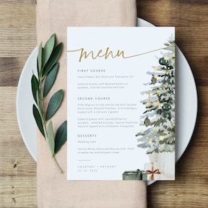 Christmas Menu, Christmas Poinsetta Menu, Printable Christmas Menu , 5x7", Instant Download, Holiday Menu Card, TEMPLETT, WLP-GTR 6781