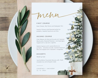 Christmas Menu, Christmas Poinsetta Menu, Printable Christmas Menu , 5x7", Instant Download, Holiday Menu Card, TEMPLETT, WLP-GTR 6781