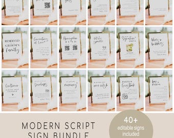 Minimalist Wedding Sign Bundle, Editable Wedding  Sign Templates, Modern Wedding Signage Bundle, Instant Download, TEMPLETT, WLP-SIL 7687