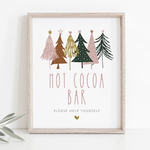Hot Cocoa Bar Sign, Printable Hot Chocolate Bar Sign, Christmas Baby shower, Girl Baby Shower, Dessert Bar Sign, TEMPLETT, WLP-PCH 3876