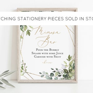 Open Bar Sign, Greenery Wedding Bar Sign, Printable Wedding Bar ...