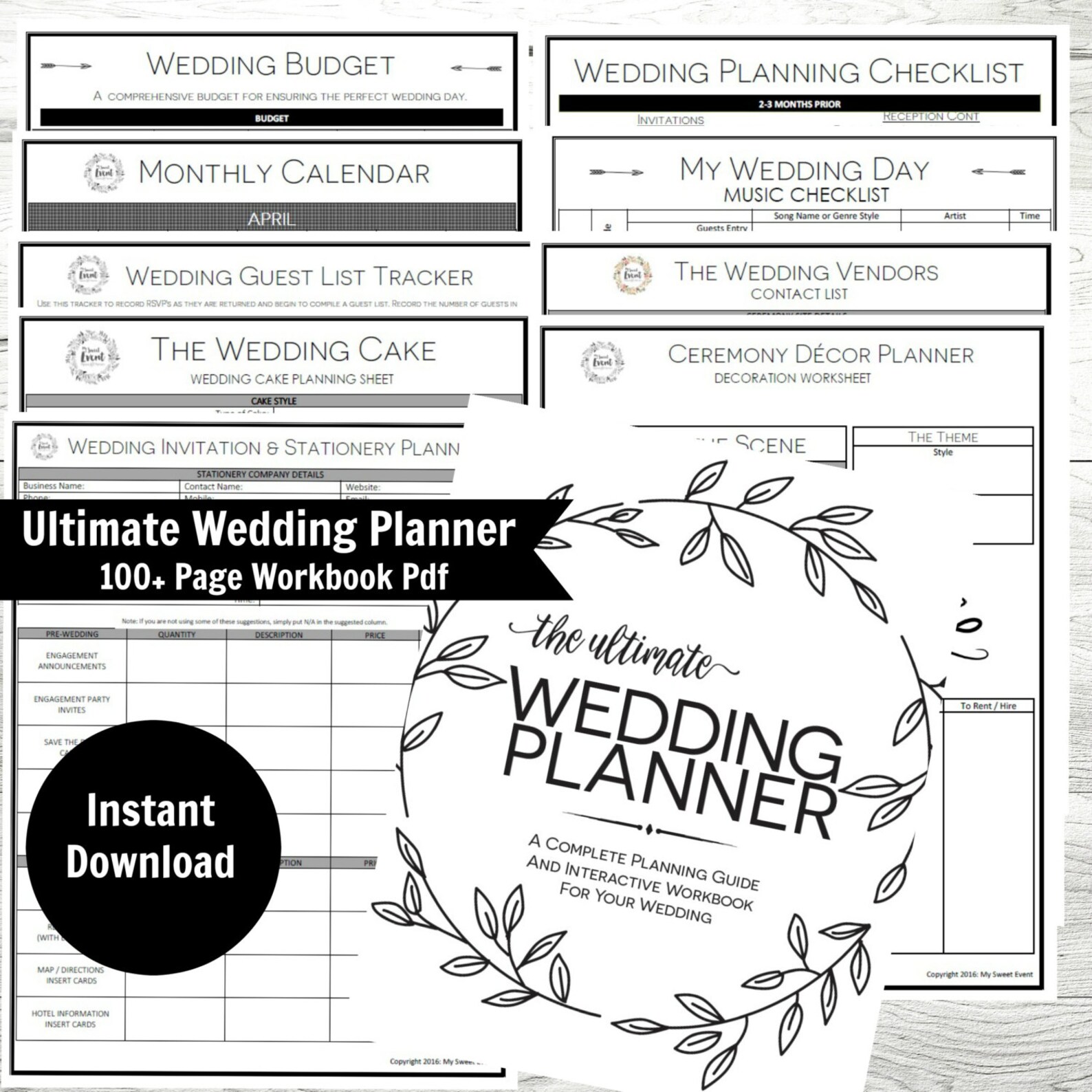 Wedding Planner Printable Wedding Binder Wedding Checklist Etsy