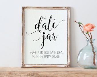 Date Night Ideas Sign, Wedding Date Night Advice, Date Night Card, Wedding Sign, Bridal Shower Game, Edit with TEMPLETT, WLP-SOU 566