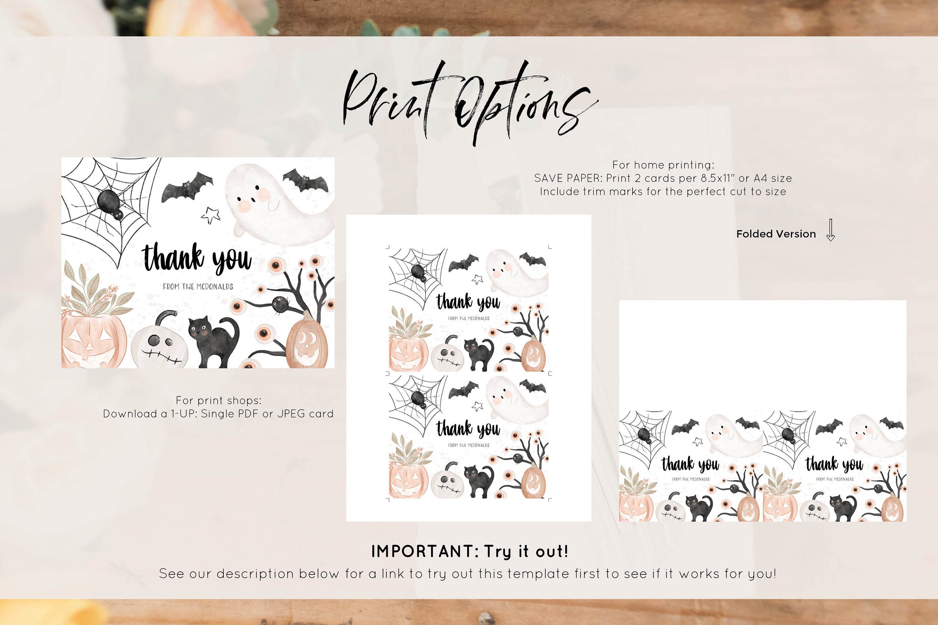 Halloween Thank You Card Template Thank You Card Printable - Etsy
