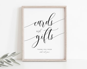 Script Cards and Gifts Sign, Editable Wedding Signage, Wedding Cards and Gifts Table Sign, TEMPLETT, Instant Download, WLP-SOU 4240