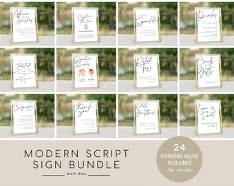 Minimalist Wedding Sign Bundle, Editable Wedding  Sign Templates, Modern Wedding Signage Bundle, Instant Download, TEMPLETT, WLP-SAL 5500