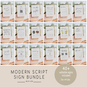 Minimalist Wedding Sign Bundle, Editable Wedding  Sign Templates, Modern Wedding Signage Bundle, Instant Download, TEMPLETT, WLP-LIN 7119
