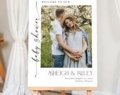 Photo Welcome Baby Shower Sign Poster, Baby Shower Welcome Sign, Modern Baby Welcome Sign Template, Edit with TEMPLETT, WLP-LIN 8470