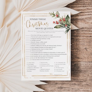 Christmas Movie Quotes Match Game, Christmas Movies Game, Holiday Party Game, Christmas Party, Edit with TEMPLETT, WLP-CHG 8043