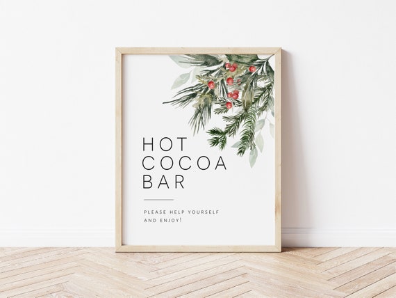 Hot Cocoa Bar Sign, Printable Hot Chocolate Bar Sign, Christmas Baby shower, Holiday Baby Shower, Dessert Bar Sign, TEMPLETT, WLP-CMI 5809
