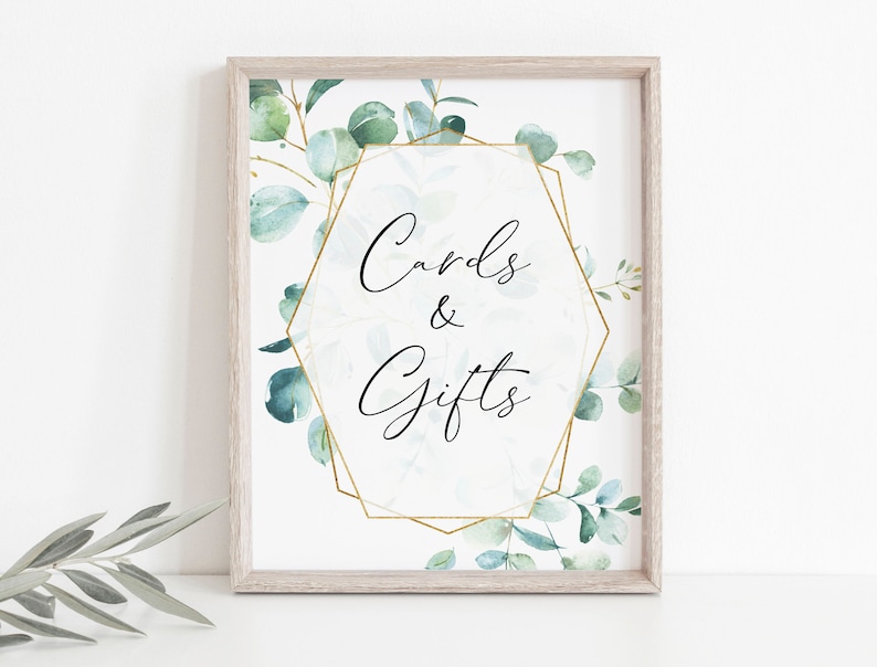 Printable Books and Gifts Sign Cards and Gifts Sign Greenery Cards Sign Template Shower Sign Template TEMPLETT WLP-EGE 1927