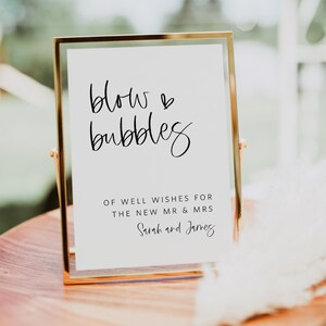Blow Bubbles Wedding Sign Template, Wedding Sign Printable, Bubbles Sign, Instant Download, Edit with TEMPLETT, WLP-SIL 7704