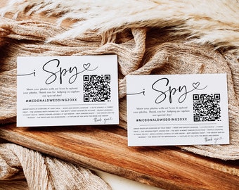 I Spy Wedding Game, Minimalist, Reception Game, Wedding Photo Hunt Game, Wedding QR Code, Fun Games, Edit with Templett, WLP-PAL 7473