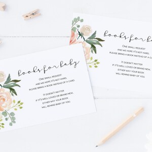 Perzikboeken voor babykaart, bijlagekaartenset, babyshower-insteekkaarten, perzikboekaanvraagkaarten, instant download, TEMPLETT, WLP-PEA 1361